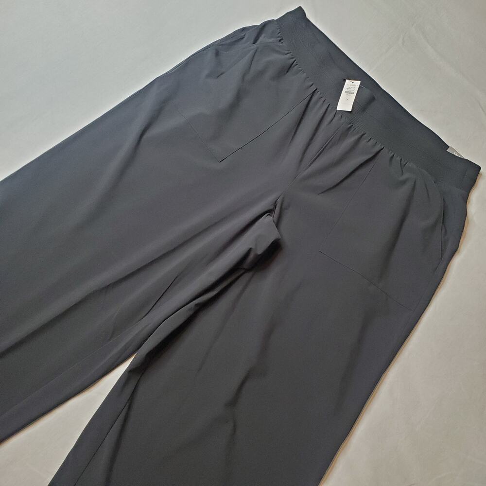 T by Talbots Women's Size 1X NWT Woven Stretch Wide Leg Crop Pants Black